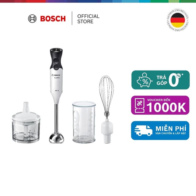 Máy xay sinh tố cầm tay Bosch MS6CA4150G ErgoMixx 800W 12 tốc độ (trắng) - Ảnh 3