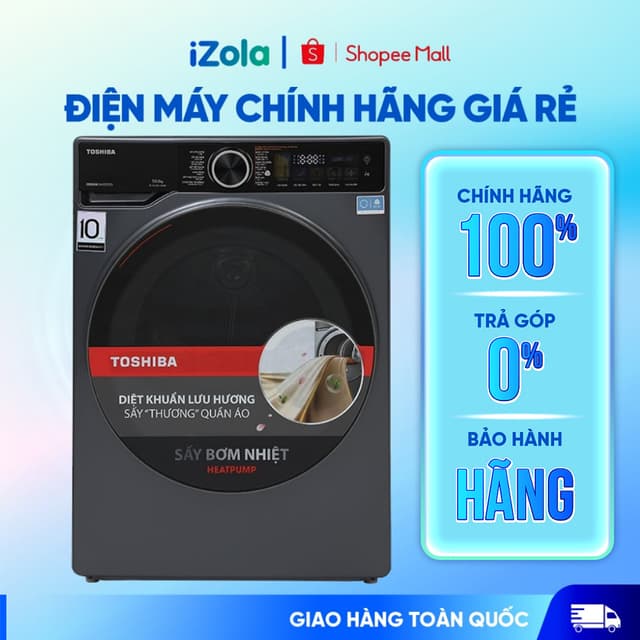 TD-T25BS110HWV(MG) - Máy sấy bơm nhiệt Toshiba 10 kg TD-T25BS110HWV(MG) - Hàng chính hãng - Ảnh 8