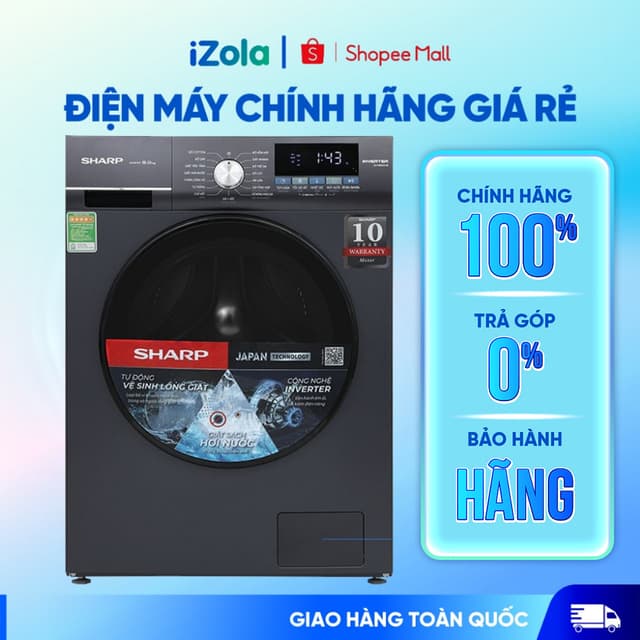 ES-FM90CB-SB - Máy giặt Sharp Inverter 9 kg ES-FM90CB-SB - Hàng chính hãng - Ảnh 6