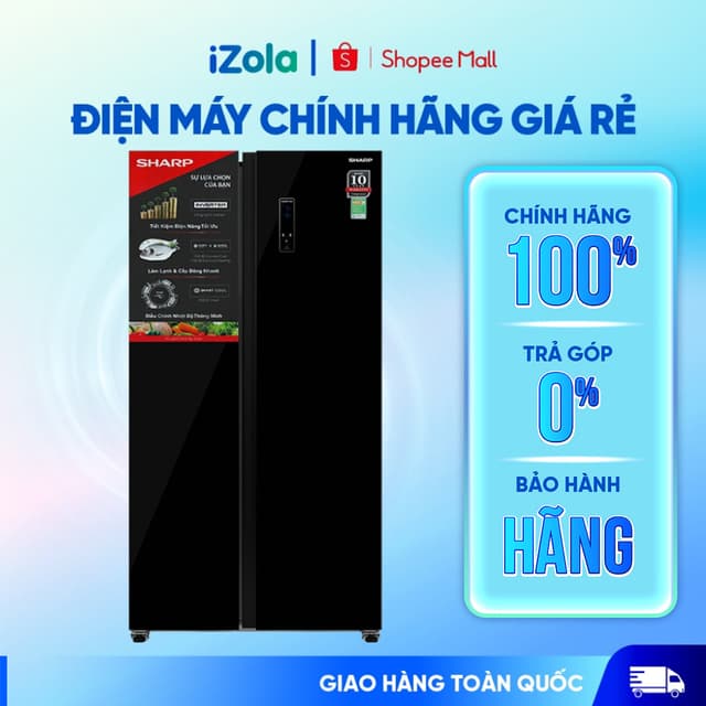 SJ-SBX440VG-BK - Tủ lạnh Sharp Inverter 442 lít Side By Side SJ-SBX440VG-BK - Hàng chính hãng - Ảnh 1