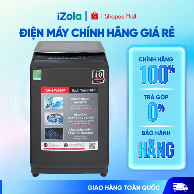 ES-TM110CD-DS - Máy giặt Sharp Inverter 11 kg ES-TM110CD-DS - Hàng chính hãng - Ảnh 10