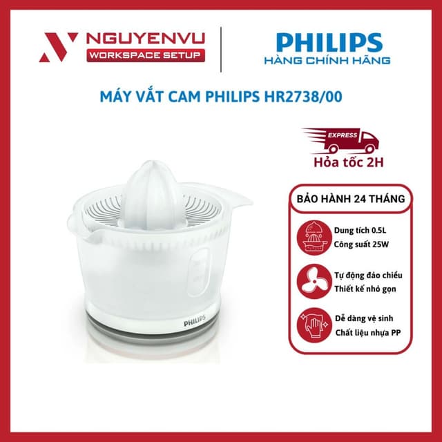 [KHO HN - HCM] Máy vắt cam PHILIPS HR2738/00 (500ml - 25W) - Hàng Chính Hãng - Ảnh 3
