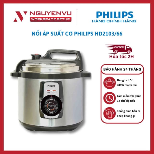 [KHO HN - HCM] Nồi áp suất điện Philips HD2103/66 - Dung tích 5 lít - Công suất 900W - Hàng Chính Hãng - Ảnh 10