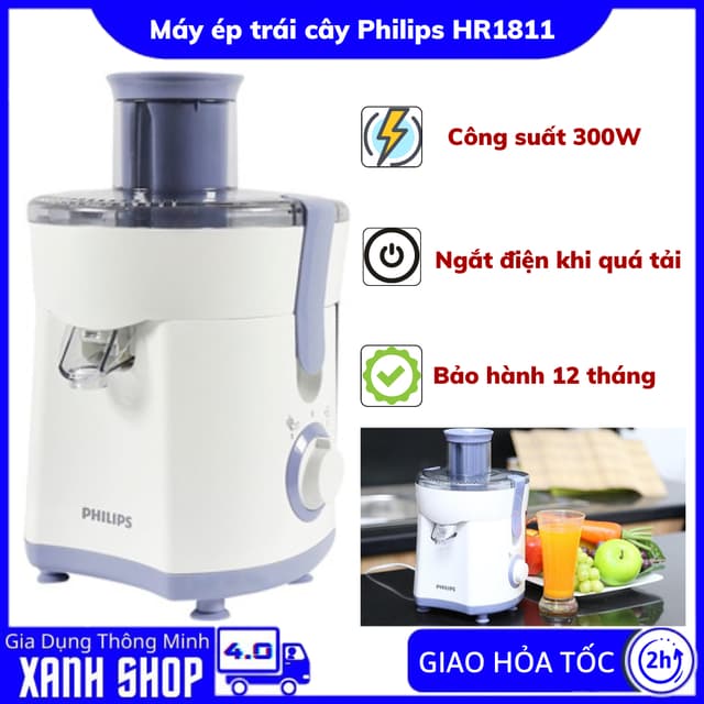 Máy ép trái cây Philips HR1811/71, Công suất lớn ép hoa quả nhanh chóng, Trang bị đế chống trượt, Bảo hành 12 tháng - Ảnh 3