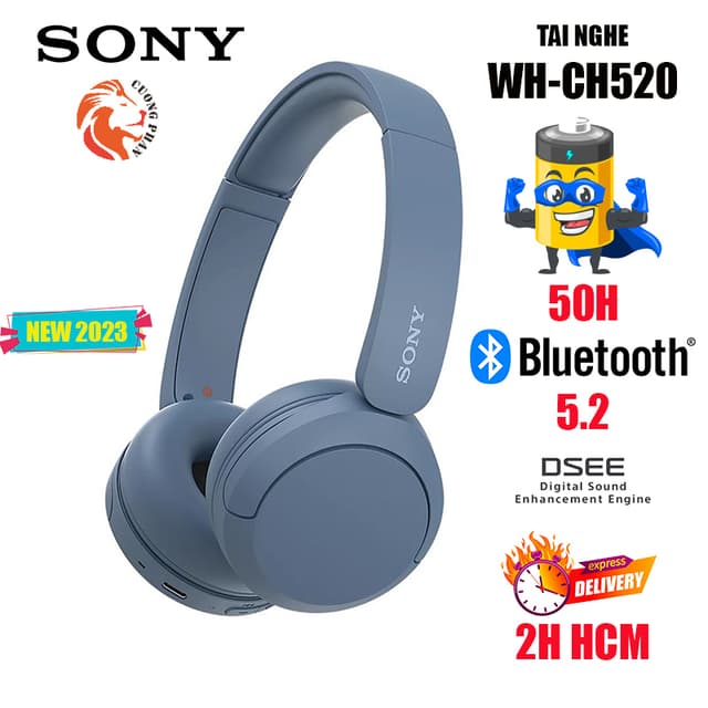 Tai Nghe Bluetooth Chụp Tai Có Mic Sony WH-CH520 - Pin 50H - Âm Thanh Mạnh Mẽ - DSEE - Driver 30mm - Ảnh 3