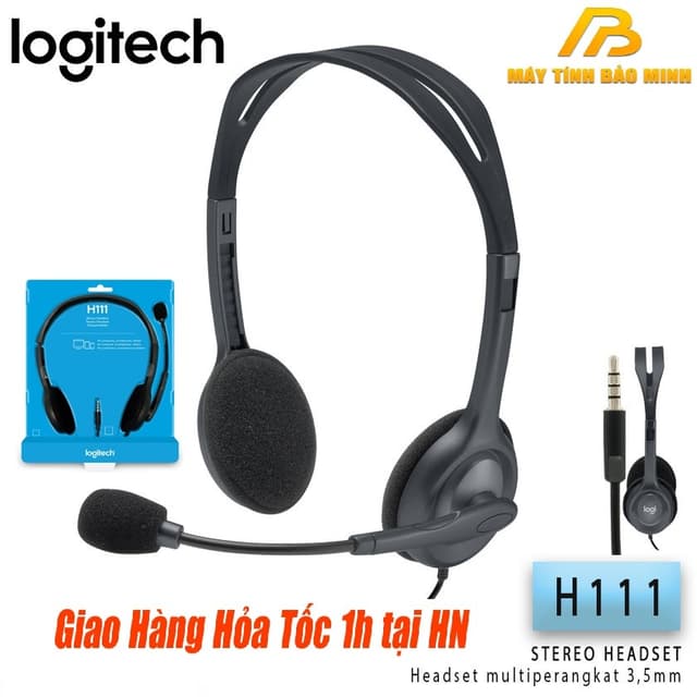 Tai nghe chụp tai Logitech H111 - 1 jack 3.5mm, Mic khử giảm tiếng ồn, âm thanh nổi - Hàng Chính Hãng - Ảnh 6