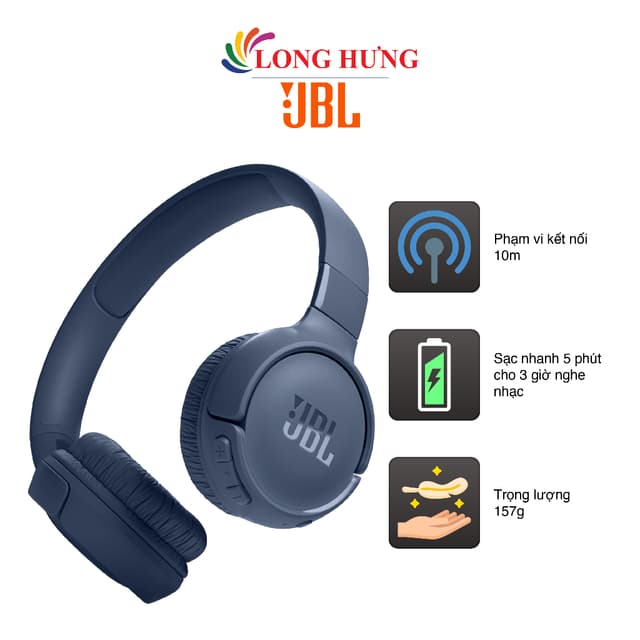 Tai nghe chụp tai Bluetooth JBL Tune 520BT JBLT520BT - Hàng chính hãng - Ảnh 4
