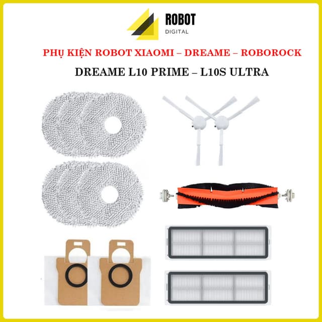 Phụ Kiện Chổi Chính, Lọc Hepa, Khăn Lau, chổi Cạnh, Túi Rác Robot Hút Bụi Lau Nhà Dreame L10 Prime / L10 S Ultra - Ảnh 4