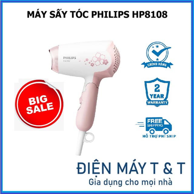 Máy Sấy Tóc Philips HP8108 - HP8108, Hàng Công Ty, 1000W, Trắng cánh sen - Ảnh 12