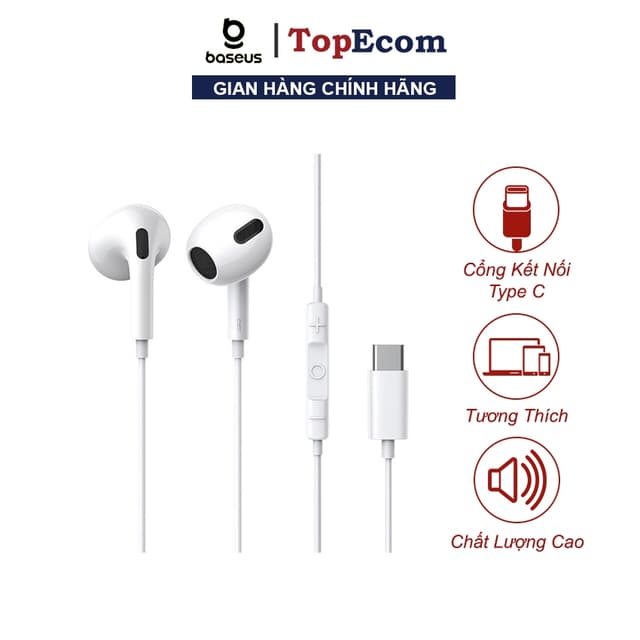 Tai Nghe Có Dây Có Mic Công Type-C Baseus C17 Âm Thanh HiFi Tương Thích Với  Xamsung Ipat Oppo XiaoMi ViVo Huawei - Ảnh 11