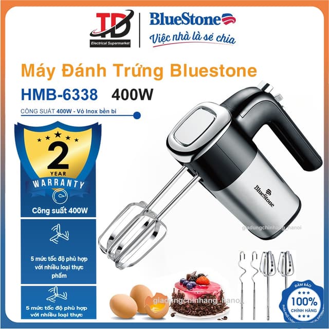 Máy Đánh Trứng Bluestone HMB-6338, Trộn Bột, Đánh Kem, Đánh Trứng Công Suất 400W, Hàng Chính Hãng - Ảnh 4