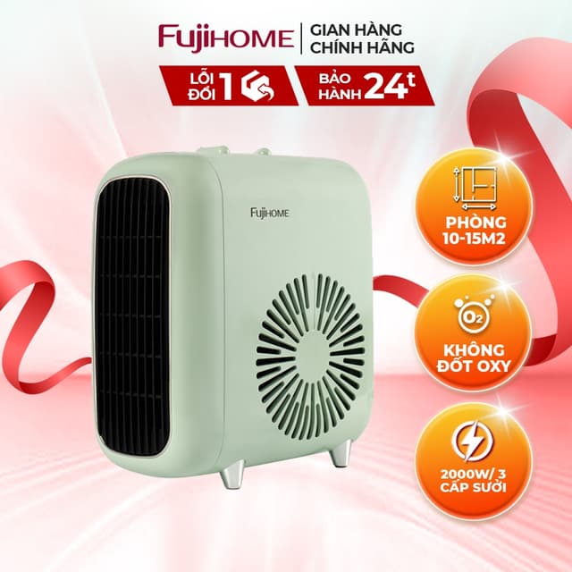 Quạt sưởi gốm mini FUJIHOME FH1200 Làm ấm nhanh - Không khô da - Không phát sáng - Tiết kiệm điện - Ảnh 5