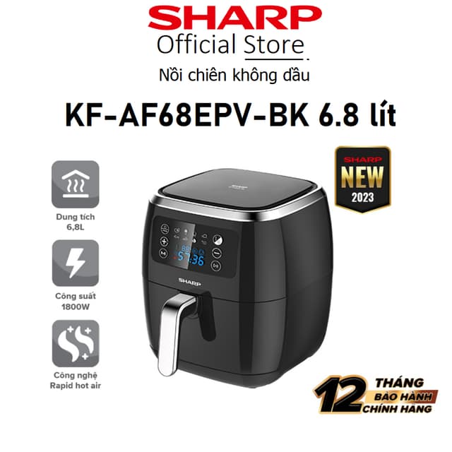 Nồi chiên không dầu Sharp KF-AF68EPV-BK Dung tích 6.8 lít - Bảo hành 12 tháng chính hãng - Ảnh 6