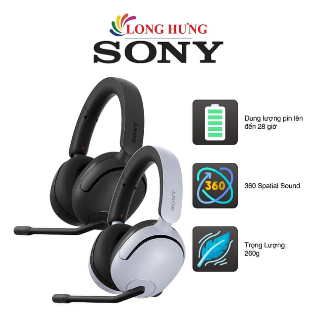 Tai nghe chụp tai Bluetooth Gaming Sony INZONE H5 WH-G500 - Hàng chính hãng - Ảnh 5