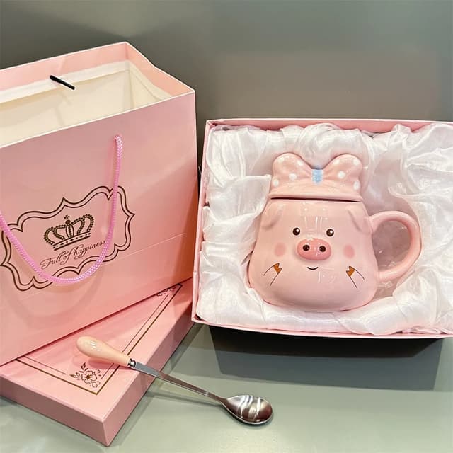 Quà Tặng Sinh Nhật Dành Cho Các Bạn Nữ, Bạn Gái  Cốc uống nước bằng sứ hình heo dễ thương Món quà rất ý nghĩa ZZB - Ảnh 10