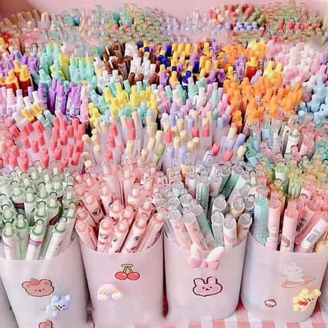 Combo 30 Bút Mực Gel và ống cắm bút trơn bút bấm bút bi Nhiều Hình Dễ Thương Ngòi 0.5mm Nhanh Khô HAPPI - Ảnh 3