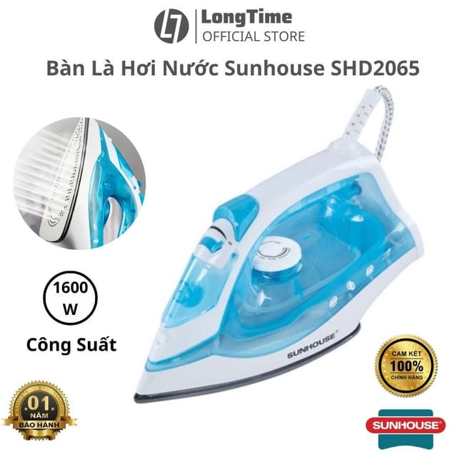 Bàn ủi hơi nước sunhouse SHD2065 phun hơi mạnh mẽ là công suất lớn 1600w phù hợp nhiều loại vải tự ngắt điện sau 30s - Ảnh 8