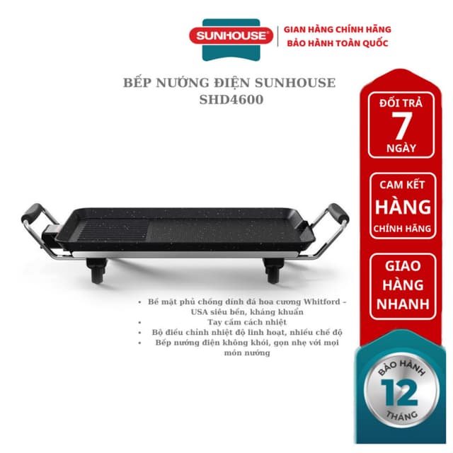 Bếp nướng điện SUNHOUSE SHD4600 - bảo hành chính hãng 12 tháng - Ảnh 10