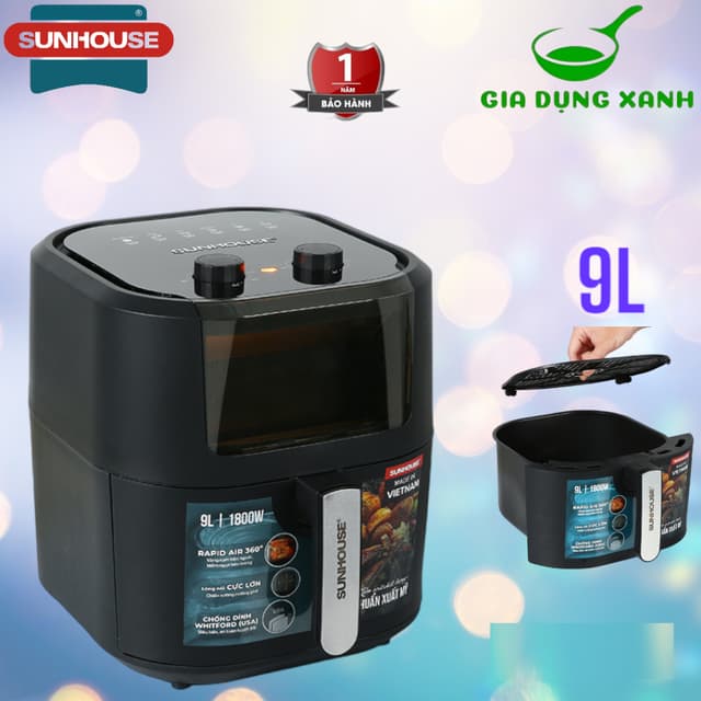 Nồi chiên không dầu Sunhouse SHD4037 9 lít - HÀNG CHÍNH HÃNG - BẢO HÀNH 1 NĂM - Ảnh 6