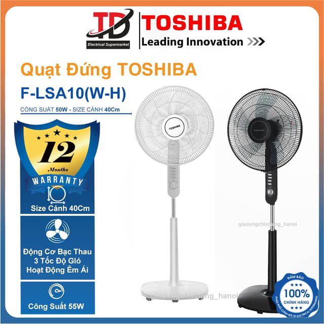 Quạt Đứng Toshiba 5 cánh F-LSA10(W-K)VN, 50W - 3 Mức Gió, Hàng Chính Hãng - Ảnh 9