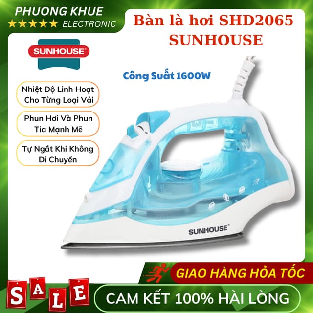 Bàn là, Bàn ủi hơi nước SUNHOUSE SHD2065 chính hãng, Công suất 1600W, Mặt phủ chống dính, 5 chế độ là, Bảo hành 24 tháng - Ảnh 9