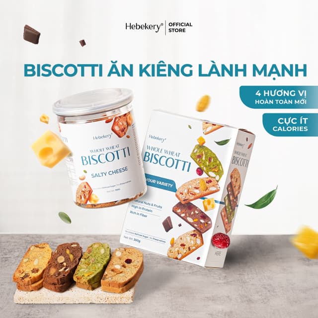 Biscotti Ăn Kiêng Nguyên Cám Low Calories 4 Vị Hebekery - Bánh Ngũ Cốc Nướng Dinh Dưỡng Ăn Kiêng Lành Mạnh - Ảnh 2