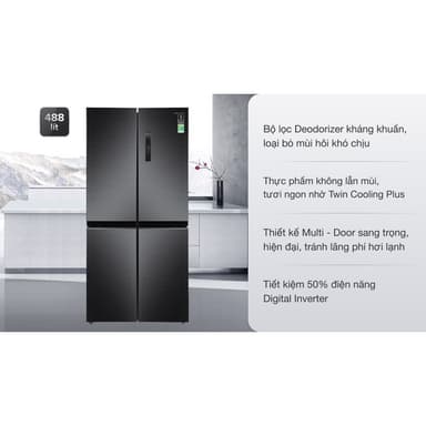 So sánh giá Tủ lạnh 4 cánh Samsung RF48A4000B4/SV 488L | Tủ lạnh Samsung Inverter 488 lít Multi Door RF48A4000B4 tiết kiệm điện rẻ nhất?