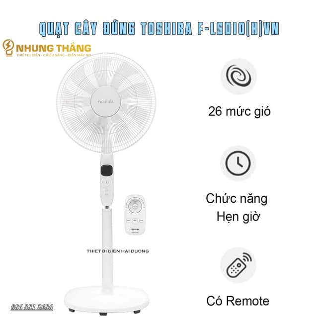 Quạt Cây Đứng Toshiba F-LSD10(W/H)VN 30W -  Điều Khiển Từ Xa - 9 Cánh Quạt - Hàng Chính Hãng - Bảo Hành 12 Tháng - Ảnh 10
