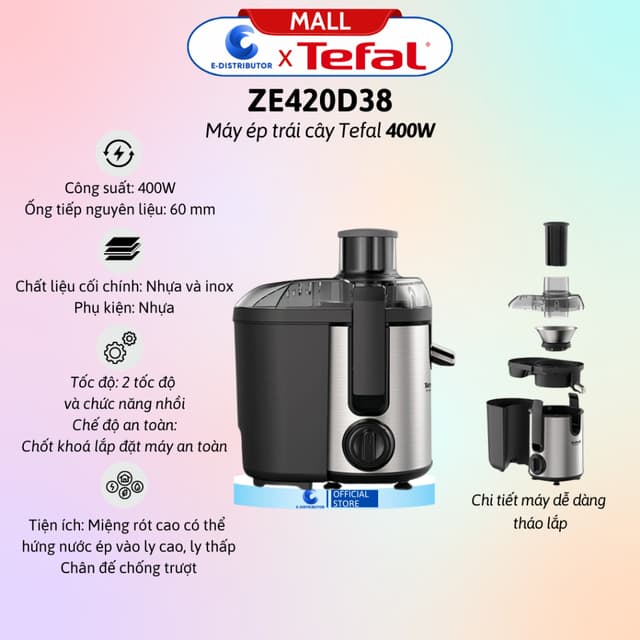 [HỎA TỐC] Máy ép trái cây Tefal ZE420D38 (Công suất 400W) - 100% Chính Hãng - Ảnh 12