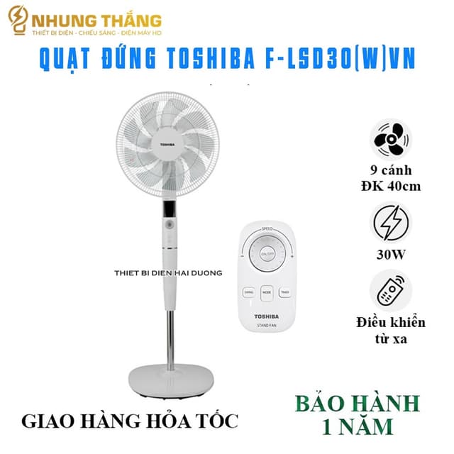 Quạt Cây Đứng Toshiba F-LSD30(W)VN 30W -  Điều Khiển Từ Xa - 9 Cánh Quạt - Hàng Chính Hãng - Bảo Hành 12 Tháng - Ảnh 12