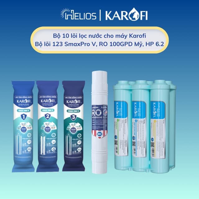 Bộ 10 lõi lọc nước Karofi chính hãng dùng cho máy lọc nước RO Karofi KAQ-U96, KAD-M33, KAQ-X16, KAQ-X26, KAD-D528,.... - Ảnh 1