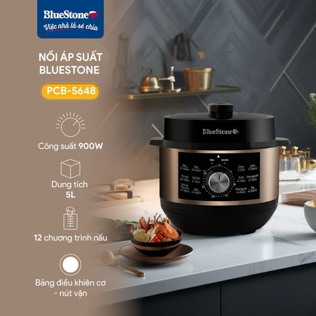 LINH KIỆN VAN XẢ CHÍNH, GIOĂNG Nồi Áp Suất BlueStone PCB-5648 5 Lít 900W - Ảnh 5