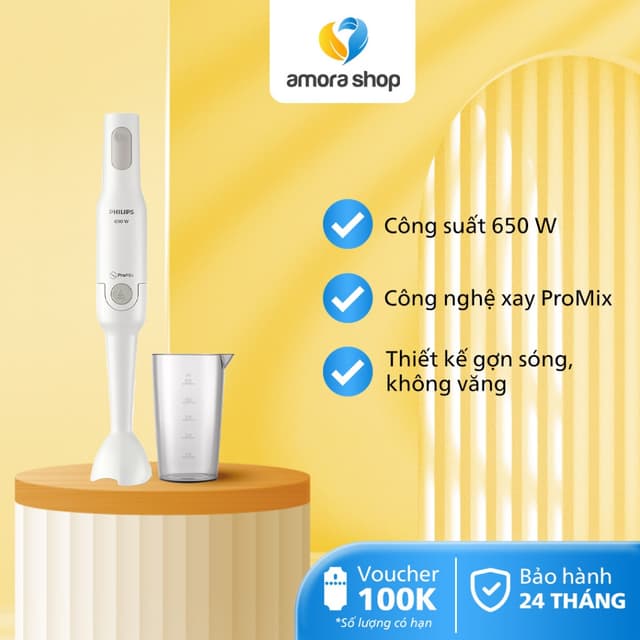 Máy Xay Cầm Tay Đa Năng PHILIPS HR2531 /00, Xay Nhanh Chóng, Bảo Hành Chính Hãng 24 Tháng - Ảnh 9