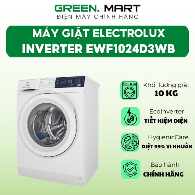 Máy giặt Electrolux UltimateCare 300 Inverter 10 kg EWF1024D3WC | Máy giặt cửa ngang 10kg trắng - Ảnh 2