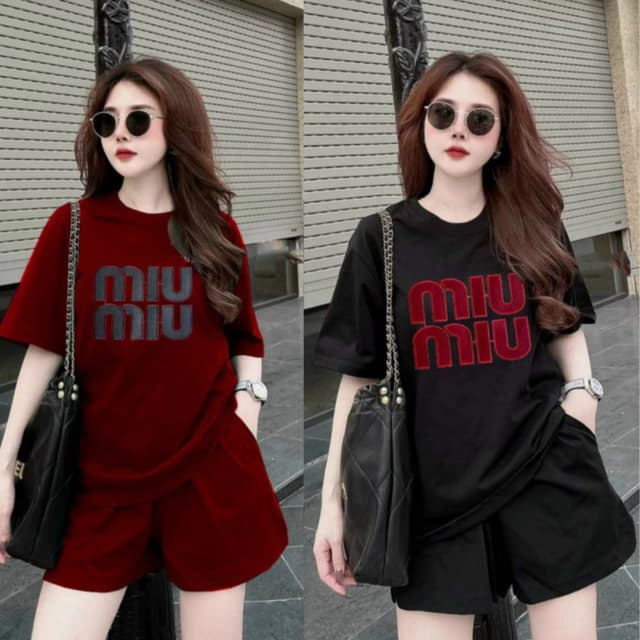 Bộ đồ nữ quần đùi áo cộc mặc nhà rẻ đẹp mùa hè set bộ quần áo nữ 3 SIZE 45-75KG bigsize chất thun cotton miumiu - Ảnh 6