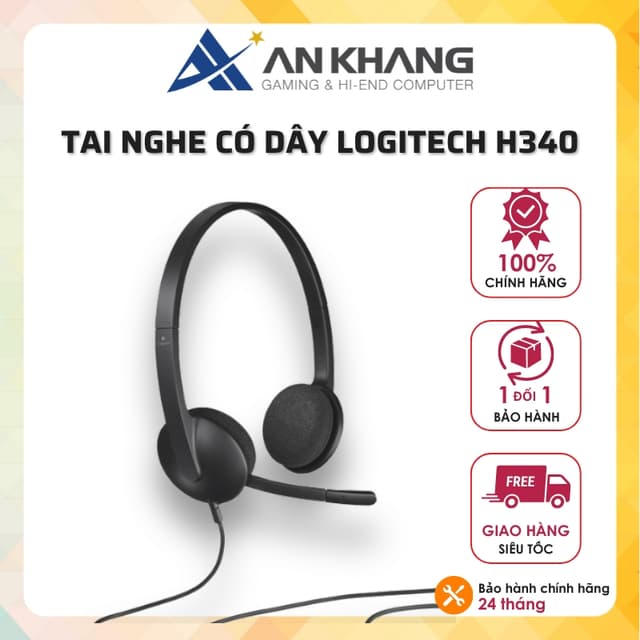 Tai nghe chụp tai Logitech H340 có dây có mic giảm ồn kết nối USB Type A chính hãng bảo hành 24 tháng - Ảnh 5