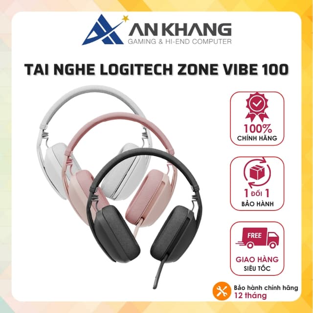 Tai nghe chụp tai Logitech Zone Vibe 100 bluetooth không dây có mic khử ồn kèm sạc chính hãng bảo hành 12 tháng - Ảnh 6