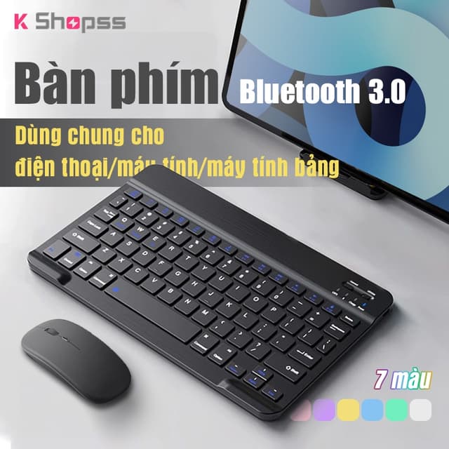 Bàn phím Bluetooth 10 inch Bluetooth 5.0 phạm vi kết nối hiệu quả 10 mét kèm theo chuột Bộ sản phẩm - Ảnh 2