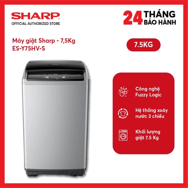 [Shopee - Lắp đặt 0Đ HN HCM] Máy giặt Sharp 7.5 Kg ES-Y75HV-S - Shopee Giao toàn quốc+chỉ lắp nội thành HN&HCM - Ảnh 4