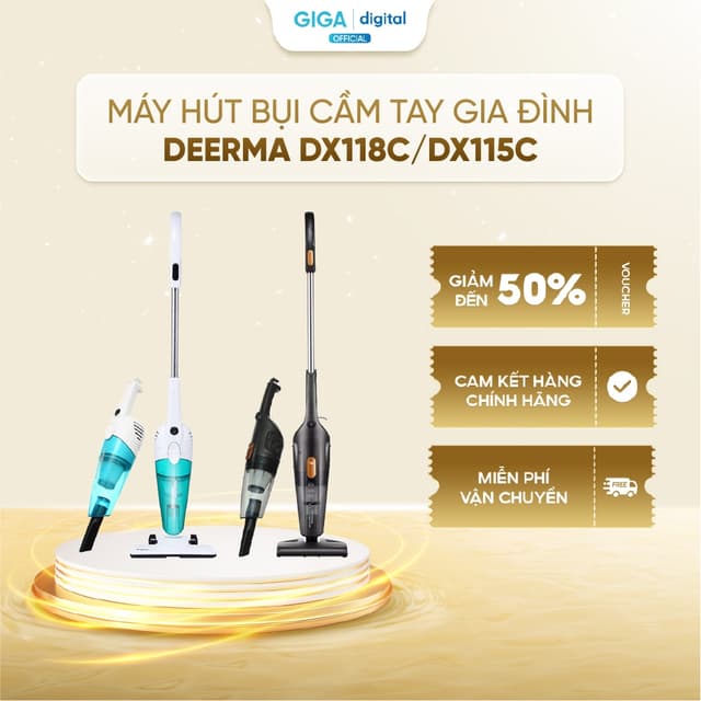 Máy hút bụi cầm tay gia đình Xiaomi Deerma  DX118C / DX115C -  Công suất 600W 3 đầu hút, dây 4.5m - Ảnh 9