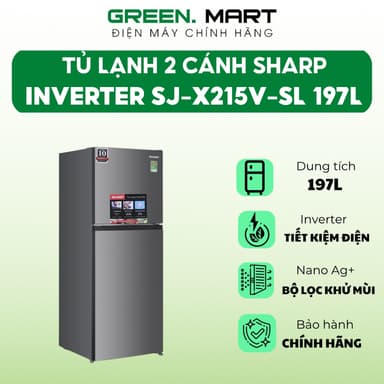 So sánh giá Tủ lạnh Sharp Inverter 197 lít SJ-X215V-SL | Tủ lạnh 2 cánh new 2024 công nghệ tiết kiệm điện rẻ nhất?