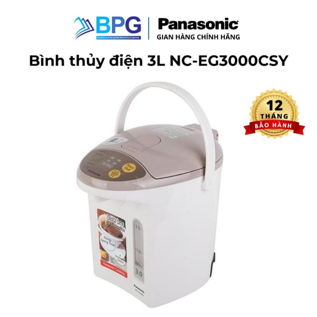 Bình thủy điện Panasonic 3 lít NC-EG3000CSY dễ dàng vệ sinh, tự đun làm sạch cặn bình - Ảnh 2