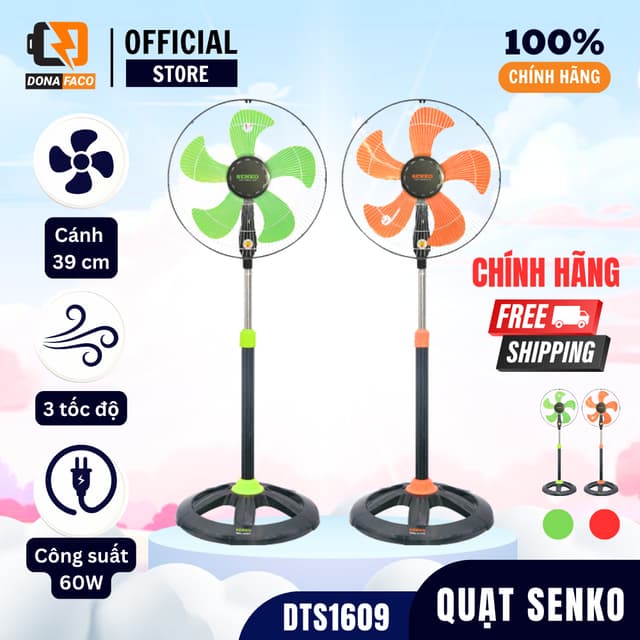 Quạt đứng Quạt cây Senko DTS1609 60W lồng inox mạ crom 5 cánh, gió mạnh bảo hành 24 tháng - Ảnh 12
