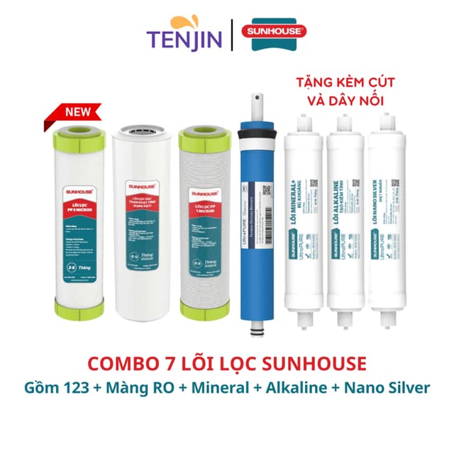 Combo 7 Lõi Lọc Nước SUNHOUSE Mới Cắm Nhanh Chính Hãng Model SHA8866K, SHA8868K Gồm 123 + Màng RO V7 + Mineral Alka Nano - Ảnh 4