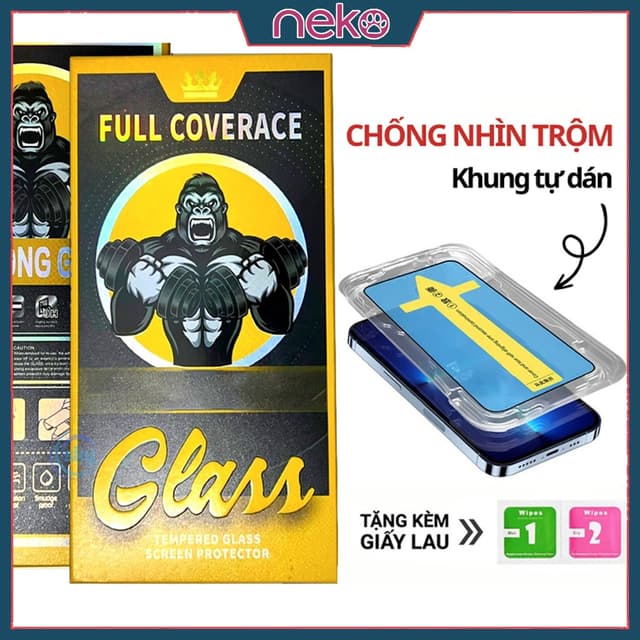 Kính Cường Lực Chống Nhìn Trộm và Trong Suốt có Khung Tự Dán Cho Iphone Full Màn x xr xs 11 12 13 14 15 16 pro max plus - Ảnh 2