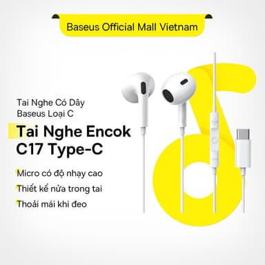 So sánh giá Tai Nghe Có dây H17/C17 Baseus loại C Type C Thích Hợp cho Huawei Mate 40 Samsung Xiaomi Oneplus Tai Nghe 3,5 mm có Mic rẻ nhất?