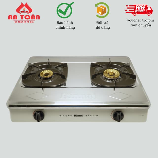Bếp Gas Đôi Rinnai RV-365(SW)N - Mặt Inox, Chén Đồng Có Đầu Hâm, Bảo Hành 24 Tháng - Ảnh 1