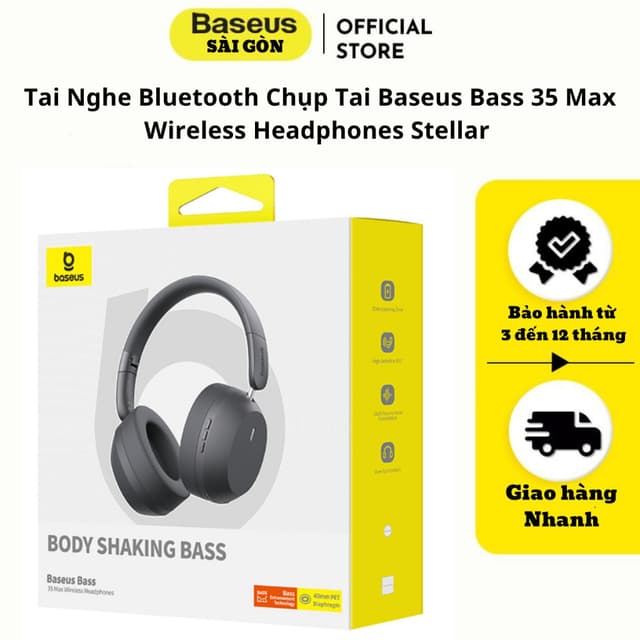 Tai nghe chụp bluetooth Baseus bass 35 max wireless headphones stellar - hàng chính hãng - Ảnh 5