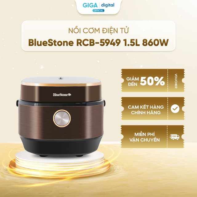 Nồi cơm điện tử BlueStone 1.5 lít RCB-5949 - Bảng điều khiển tiếng Việt cảm ứng - Công suất 860W - Ảnh 3