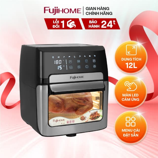 Nồi chiên không dầu FUJIHOME A12DB dung tích 12 lít công suất mạnh 1800w, cảm ứng, đa chức năng - Ảnh 4